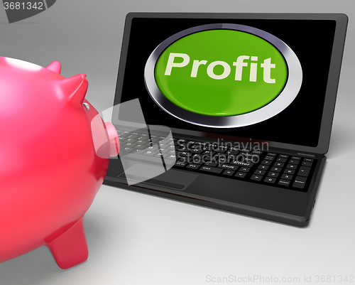 Image of Profit Button On Laptop Shows Financial Growth