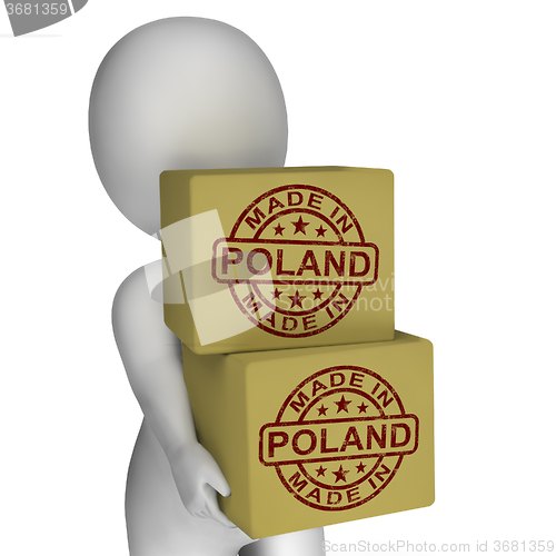 Image of Made In Poland Stamp On Boxes Shows Polish Products