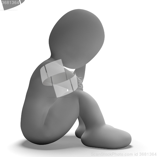 Image of Sad And Unhappy 3d Character Showing Stress