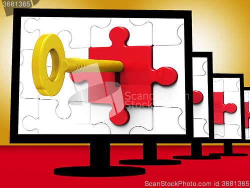 Image of Key In Lock On Monitors Shows Prohibited Shows