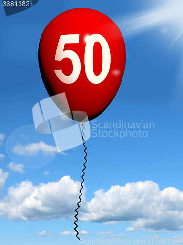 Image of 50 Balloon Shows Fiftieth Happy Birthday Celebration