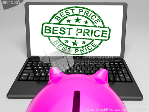 Image of Best Price Stamp On Laptop Showing Promotional Ranking