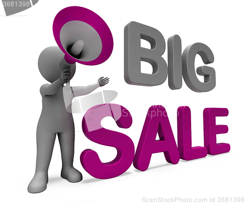 Image of Big Sale Character Shows Promotional Savings Save Or Discounts