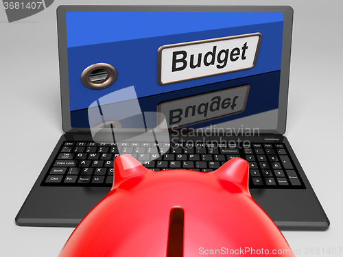 Image of Budget File On Laptop Shows Financial Control