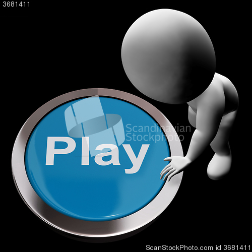 Image of Play Button Means Games Entertainment And Fun