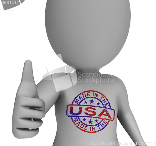 Image of Made In USA Stamp On Man Shows Excellent American Products