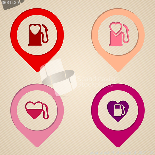 Image of Flat heart fuel tank pump symbols 