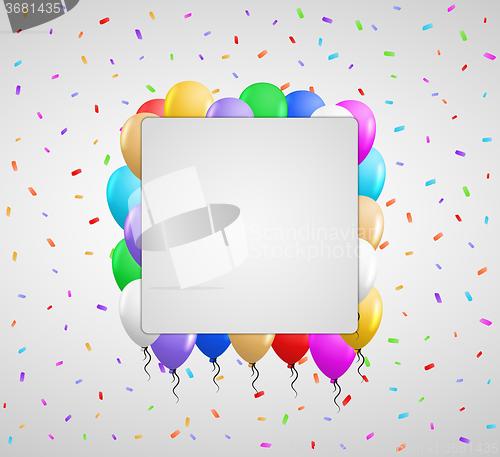 Image of color balloons and confetti