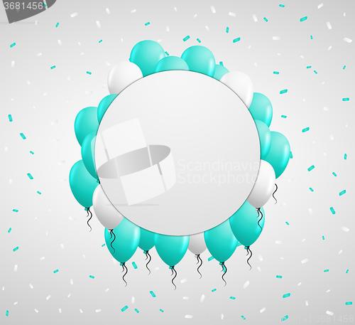 Image of circle badge and green balloons