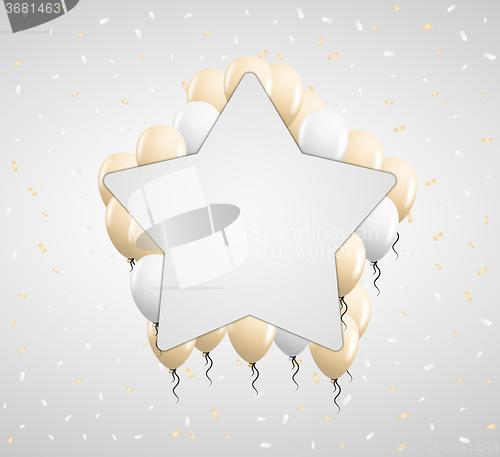 Image of star badge and beige balloons