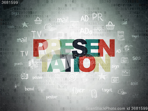 Image of Marketing concept: Presentation on Digital Paper background