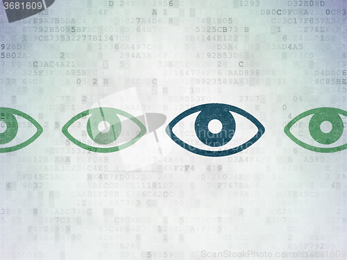 Image of Privacy concept: eye icon on Digital Paper background