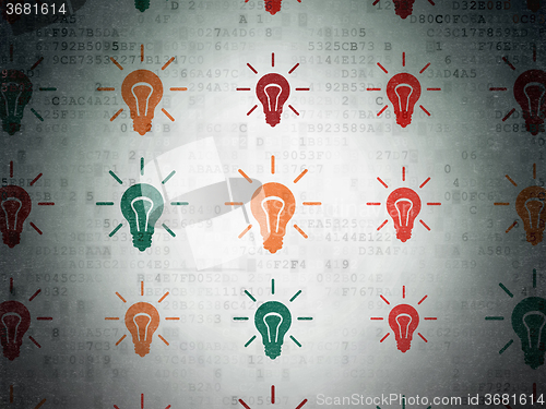 Image of Business concept: Light Bulb icons on Digital Paper background