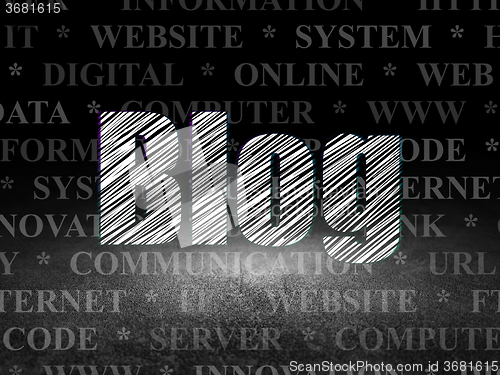 Image of Web design concept: Blog in grunge dark room