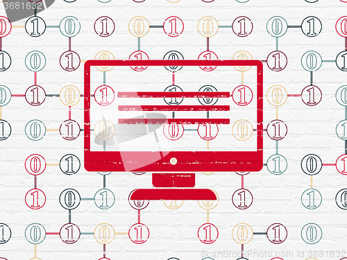 Image of Web development concept: Monitor on wall background