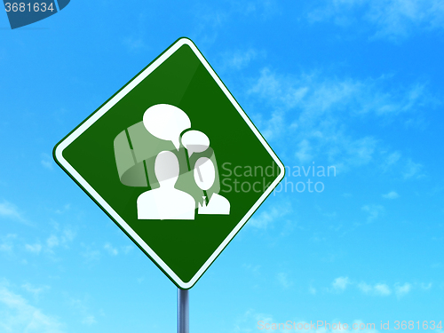 Image of Business concept: Business Meeting on road sign background