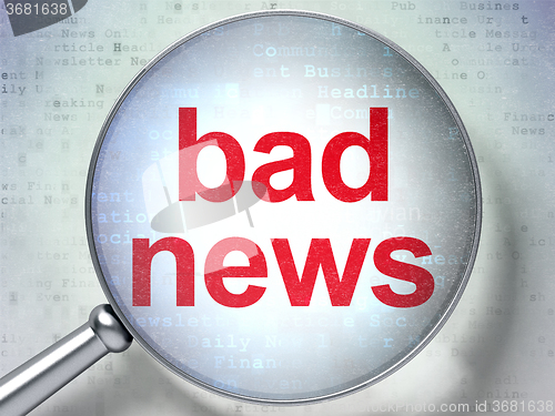 Image of News concept: Bad News with optical glass