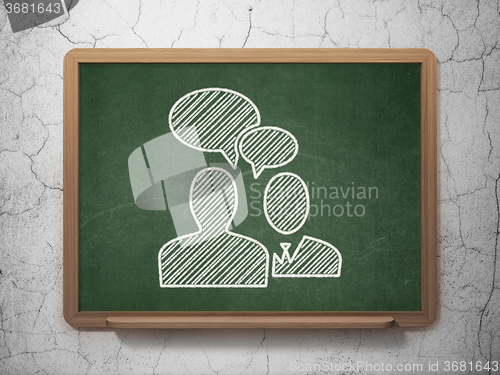 Image of Business concept: Business Meeting on chalkboard background