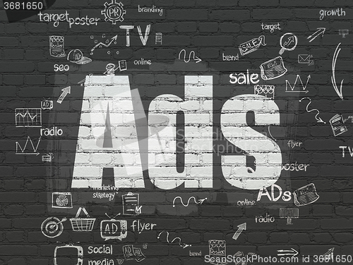 Image of Advertising concept: Ads on wall background