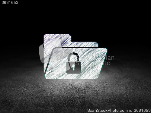 Image of Finance concept: Folder With Lock in grunge dark room
