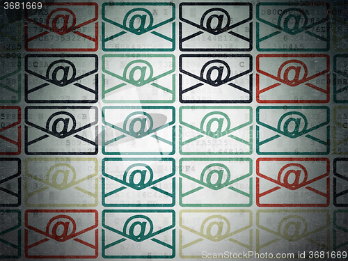 Image of Business concept: Email icons on Digital Paper background