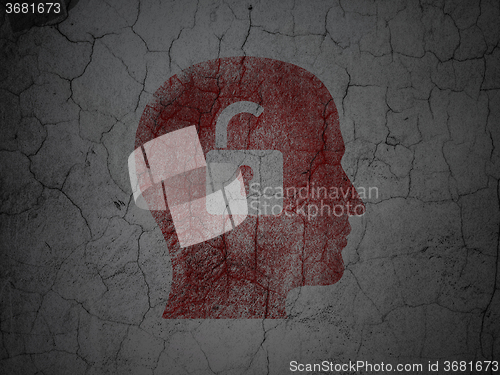 Image of Finance concept: Head With Padlock on grunge wall background