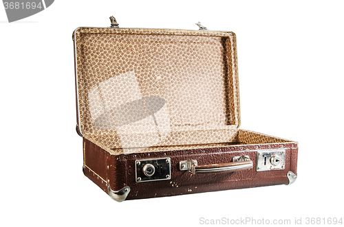 Image of Old open cardboard suitcase, isolated 