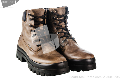 Image of Leather winter boot. Isolated on a white 