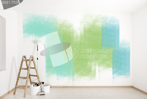 Image of painting accessories colorful wall
