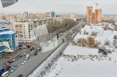 Image of Traffic on Profsoyuznaya street in Tyumen. Russia