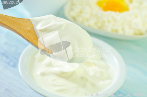 Image of cottage,eggs,milk nd sour cream