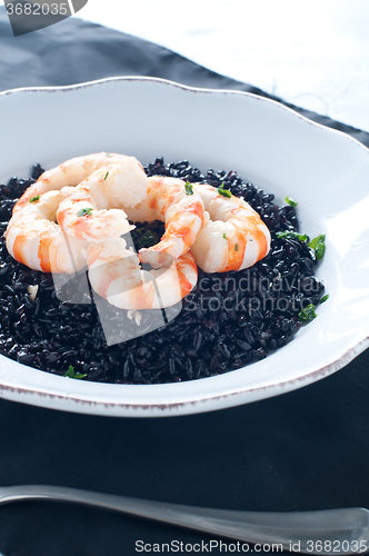 Image of Black rice with prawns fresh