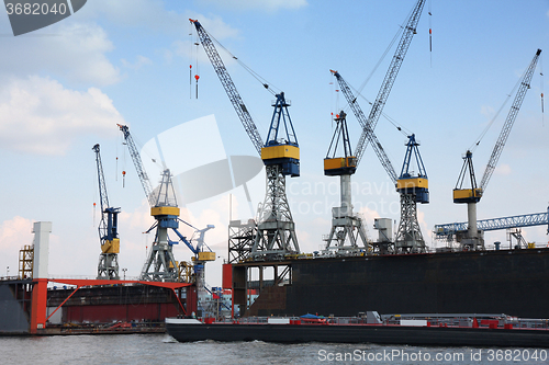 Image of Port of Hamburg on the river Elbe, the largest port in Germany