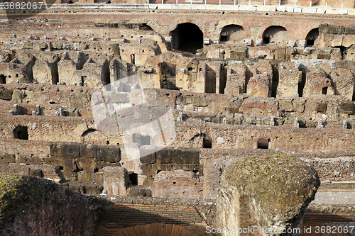 Image of interior view of the ancient Colosseum in Rome, Italy