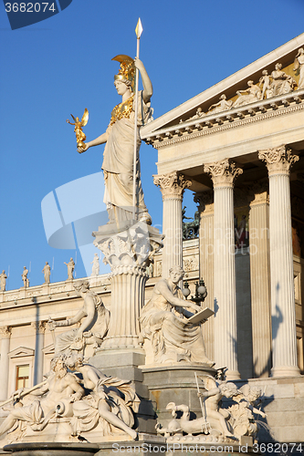 Image of The Austrian Parliament and statue of Pallas Athena in Vienna, A