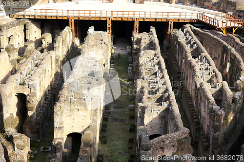 Image of interior view of the ancient Colosseum in Rome, Italy