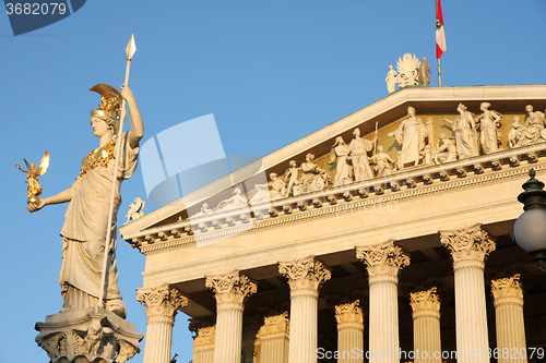 Image of The Austrian Parliament and statue of Pallas Athena in Vienna, A