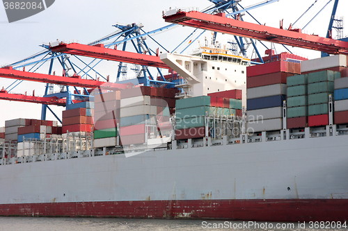 Image of Port of Hamburg on the river Elbe, the largest port in Germany