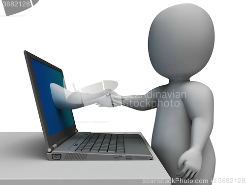 Image of Shaking Hands Through Computer Shows Online Deal