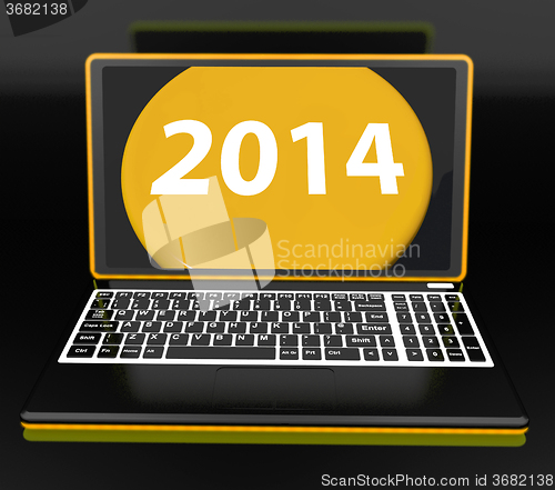 Image of Two Thousand And Fourteen On Laptop Shows New Year Resolution 20