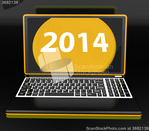 Image of Two Thousand And Fourteen On Laptop Shows New Year Resolution 20