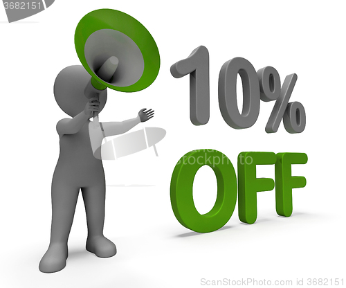 Image of Ten Percent Off Character Means Offer Reductions Or Sale\r