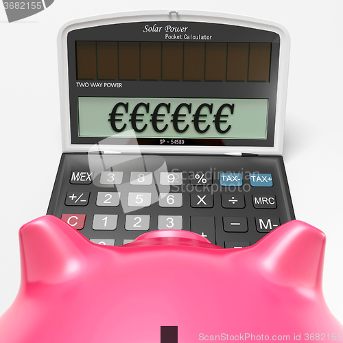 Image of Euros In Calculator Shows Finance In Europe