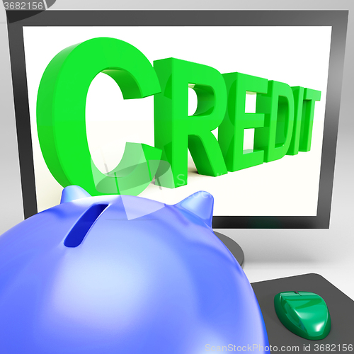Image of Credit On Monitor Showing Money Loan