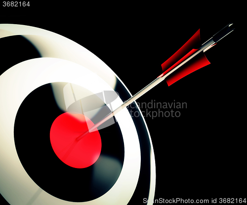 Image of Bulls eye Target Shows Successful Winning Perfect Aim