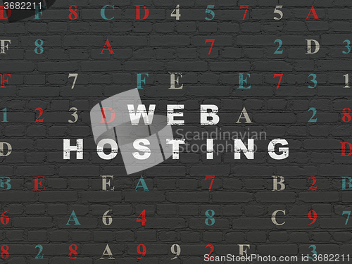 Image of Web development concept: Web Hosting on wall background