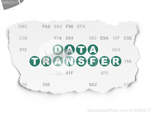 Image of Data concept: Data Transfer on Torn Paper background