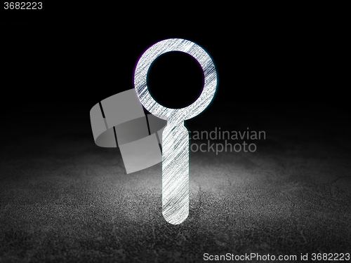 Image of Data concept: Search in grunge dark room