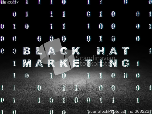 Image of Business concept: Black Hat Marketing in grunge dark room