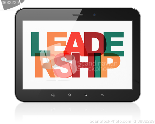 Image of Finance concept: Tablet Computer with Leadership on  display